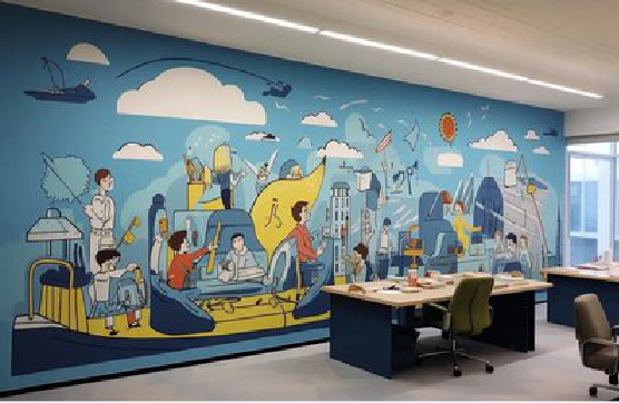 临泉办公室墙绘的特点。